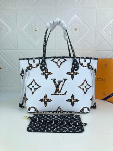 Top Quality Neverfull MM Tote Bag Monogram Jungle Canvas Black/Caramel For Women,  Shoulder Bags 12.2in/31cm Top Quality M44716