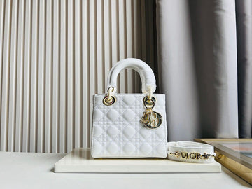 Top Quality Small Lady Bag Gold Toned Hardware Patent White For Women 20cm/8in CD