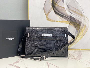 YSSL Manhattan Shoulder Bag In-Shiny Black For Women 11in/29cm YSL 579271DND0J1000