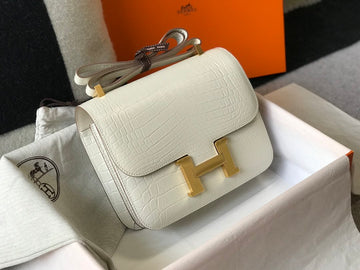 Top Quality Constance 23 Pattern CrocoTop Qualityle White For Women, Handbags, Shoulder Bag 9in/23cm