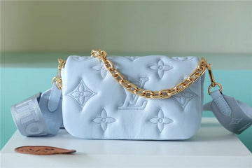 Top Quality Wallet On Strap Bubblegram Monogram In Wallets and Small Leather Goods For Women Bleu Glacier Blue 7.9in/20cm Top Quality M81399