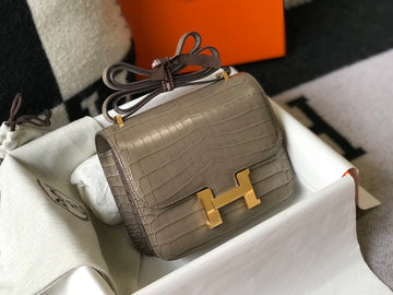Top Quality Mini ConstanTop Quality Bag Grey For Women Gold Color Hardware 7.1in/18cm