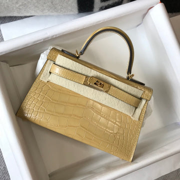 Top Quality Kelly Brown For Women Gold Toned Hardware 7.8in/20cm