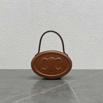 Top Quality Oval Minaudiere Cuir Triomphe Brown For Women 6in/11.5cm 198613DU6.04LU