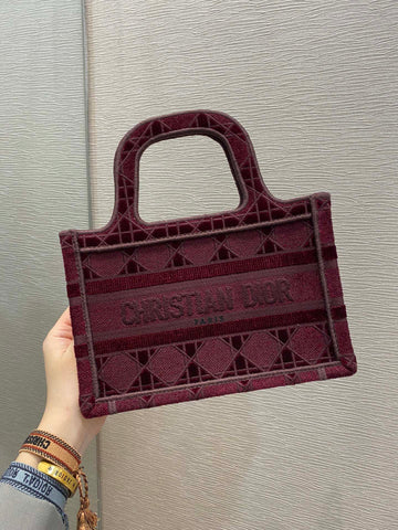 Top Quality Mini Tote Book Oblique Red Canvas For Women 23cm/9in CD