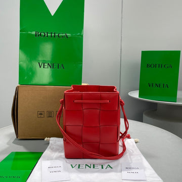 Top Quality Mini Cassette Bucket Bag Red, For Women, Bags 5.5in/14cm 680217VCQC46358