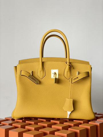 Top Quality Birkin Nata Swift Yellow For Women Gold Toned Hardware 11.8in/30cm