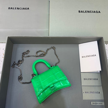 Top Quality Hourglass Mini Handbag With Chain In Green, For Women,  Bags 4.7in/12cm