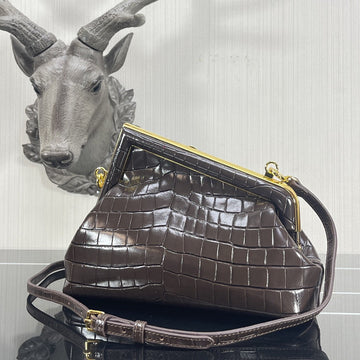 FI First Small Gray CrocoTop Qualityle Bag For Woman 26cm/10in