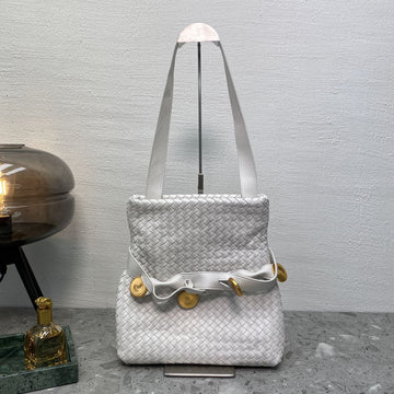 Top Quality Intrecciato Shoulder Bag White, For Women, Womenâs Bags 10.2in/26cm
