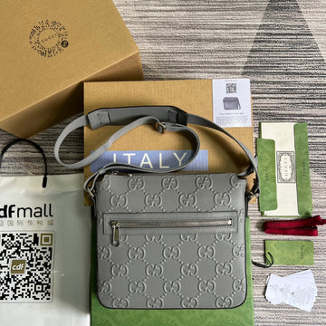 gg Embossed Bag Grey gg Embossed Â For Men 10in/26cm gg 406410 1W3CN 1275