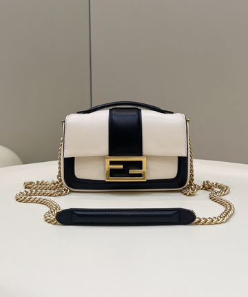 Top QualityTop Quality Baguette Chain Black and White Bag For Woman 19cm/7.5in