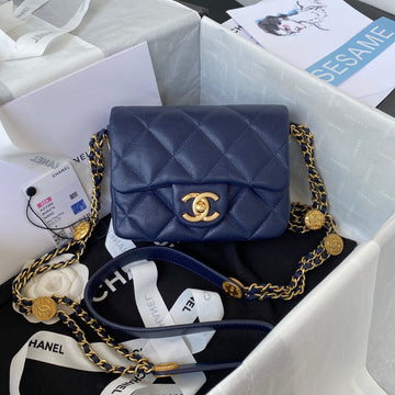 CHLMini Top Qualityap Bag With Top Handle Gold Hardware Navy Blue For Women Handbags, Shoulder Bags 7.9in/20cm AS2431 B08846 NJ532