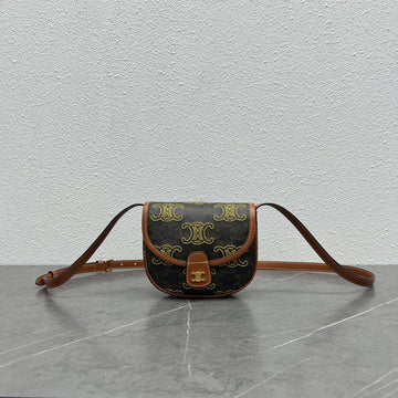 Top Quality Mini BesaTop Quality In Triomphe Canvas With Triomphe Heart Embroidery Brown For Women 6in/15cm 196702ECK.04LU