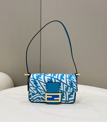 FI Mini Baguatte 1997 Blue Glazed Bag For Woman 19.5cm/7.5in