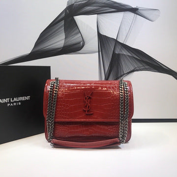 YSSL Niki Medium Chain Bag In-Embossed RedÂ For Women 11in/28cm YSL