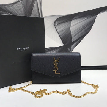 YSSL Uptown Chain Wallet Black For Women 7in/19cm YSL 6077881GF0J1000