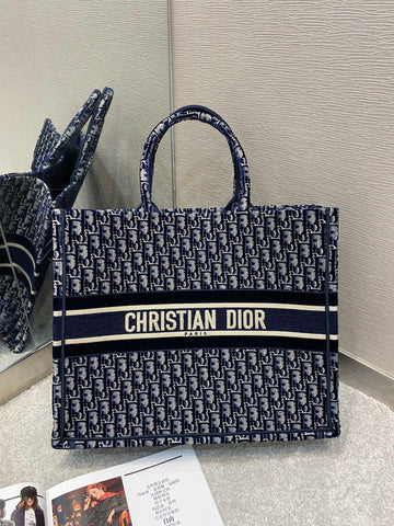 Top Quality MeTop Qualityum Book Tote Dark Blue For Women 14in/36cm CD M1296ZRIW_M928