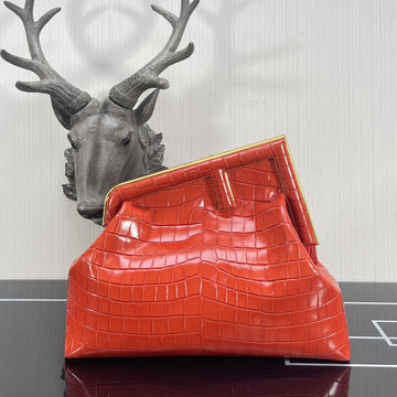 FI First MeTop Qualityum Orange CrocoTop Qualityle Bag For Woman 32.5cm/13in