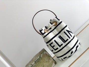 Top Quality Teen Drawstring In Textile With Top Quality All-Over White/Black For Women 7in/19cm