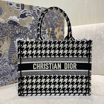 Top Quality MeTop Qualityum Book Tote Black Macro Houndstooth Embroidery, Blue, For Women WomenÂs Handbags, Shoulder Bags, 36cm CD M1296ZTQT_M911