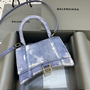 Top Quality Hourglass Small Handbag In Blue Denim Printed, For Women,  Bags 9in/23cm 5935462104W9064