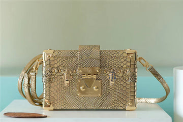 Top Quality Petite Malle High Shiny Alligator By Nicolas Ghesquiere Gold For Women,  Shoulder And Crossbody Bags 7.9in/20cm Top QualityÂ 