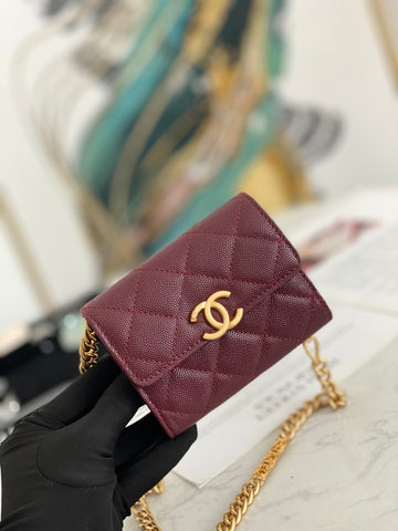 CHLMini Top Qualityap Bag Gold Toned Hardware Red For Women 4.7in/12cm