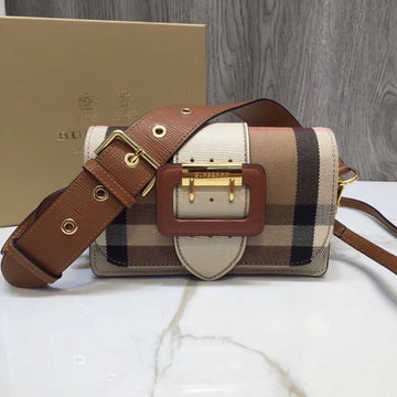 Top Quality The Small Buckle Bag In Ho Check Beige For Women, Bags 7.5in/19cm