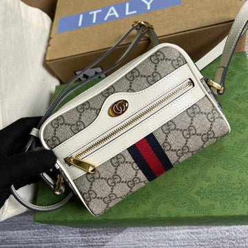 gg Ophidia Mini gg Bag Beige And Ebony gg Supreme Canvas, With White For WomenÂ  7in/17.5cm gg 517350 96IWS 9794