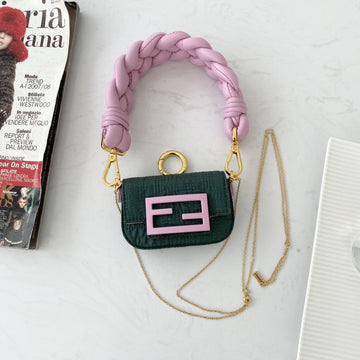 Top QualityTop Quality Nano Baguette Maxi Handle Pink and Green Bag For Woman 6.5cm/2.5in