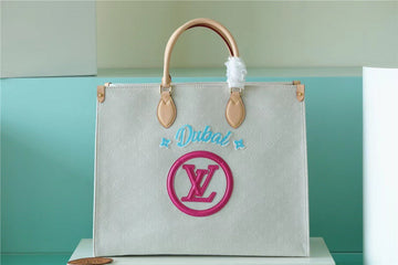 Top Quality Onthego GM Monogram Giant And Raffia White/ Pink For Women,  Shoulder And Crossbody Bags 41cm/16.1in Top Quality