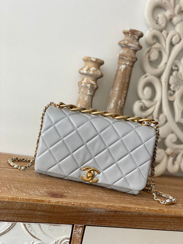 CHLLarge Flap Grey Bag For Women 23cm/9in