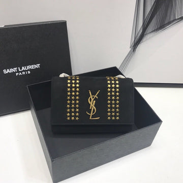 Top Quality Kate Small Chain Bag In Grain De Poudre Black For Women 7.8in/20cm YSL