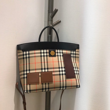 Top Quality Small  Check Society Top Handle Bag For Women, Bags 14.6in/37cm