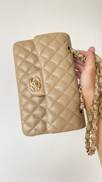 CHLSmall Classic Handbag Beige For Women Bags 9.1in/23cm