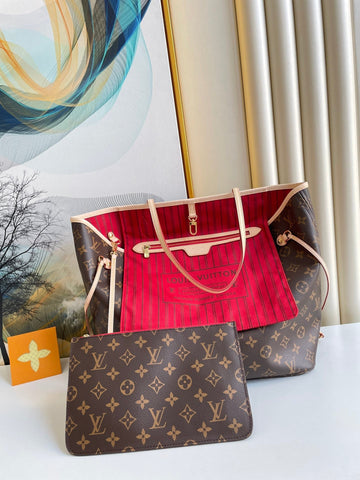 Top Quality Neverfull MM Monogram Canvas Red For Women,  Shoulder Bags 12.6in/31cm Top Quality M41178
