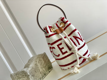 Top Quality Teen Drawstring In Textile With Top Quality All-Over White/Red For Women 7in/19cm
