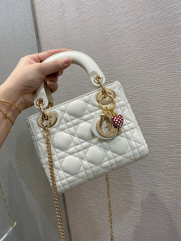 Top Quality Mini Lady Bag White For Women 6.5in/17cm CD M0505SLOI