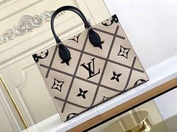 Top Quality Onthego MM Tote Bag Monogram Empreinte CrÃ¨me Beige For Women, Women Handbags, Shoulder Bags And Crossbody Bags 13.8in/35cm Top Quality M46016