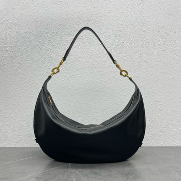 Top Quality Medium Leandre Bag In Supple Black For Women 14in/35cm 197263DV7.38NO