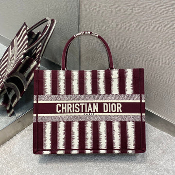 Top Quality MeTop Qualityum Book Tote Red D-Stripes Embroidery For Women 36cm/16.5in CD