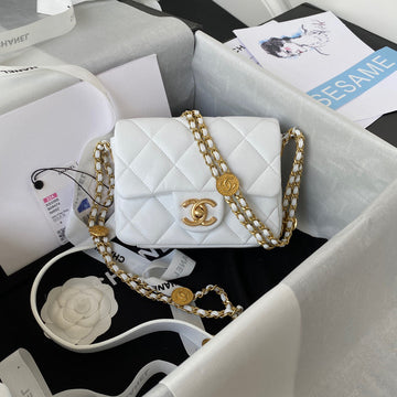 CHLMini Flap Bag With Top Handle Gold Hardware White For Women, Women’s Handbags, Shoulder Bags 7.9in/20cm AS2431Â 