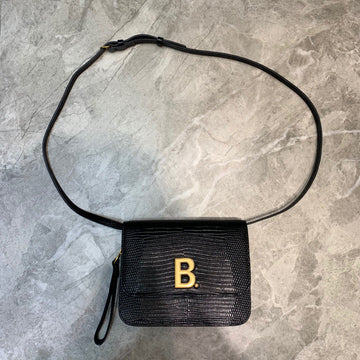 Top Quality B Small Lizard Effect Cross-body Bag In Black, For Women,  Bags 7in/18cm