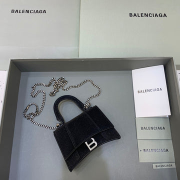 Top Quality Hourglass Mini Handbag With Chain In Black, For Women,  Bags 4.7in/12cm