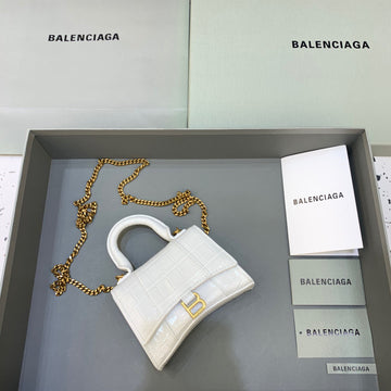 Top Quality Hourglass Mini Handbag With Chain In White, For Women,  Bags 4.7in/12cm