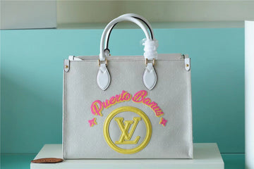 Top Quality Onthego MM Monogram Giant And Raffia White/ Yellow For Women,  Shoulder And Crossbody Bags 35cm/13.8in Top QualityÂ 