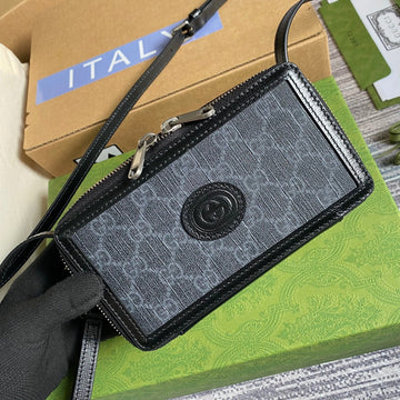 gg Mini Bag With InterlockingÂ G Black gg Supreme Canvas For Women 9in/23cm gg