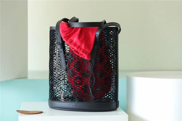 Top Quality Bucket PM Monogram Lace By Nicolas Ghesquiere Black For Women,  Shoulder And Crossbody Bags 26cm/10.2in Top Quality M20352