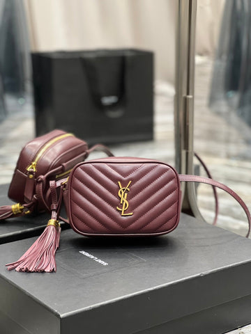 YSSL Lou Belt Bag Red In MatelassÃ© Gold Toned Hardware For Women 6.1in/15cm YSL 614031DV7072721